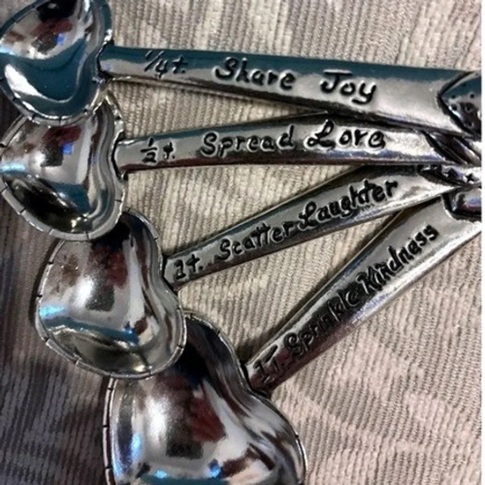 Basic Spirit‎ Heart Measuring Spoons Pewter Inspirational Set with Gift Box